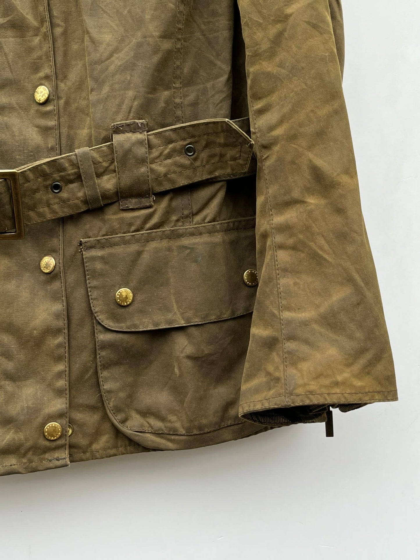 Giacca Barbour International verde da donna UK12- Green wax jacket size UK12 with belt M