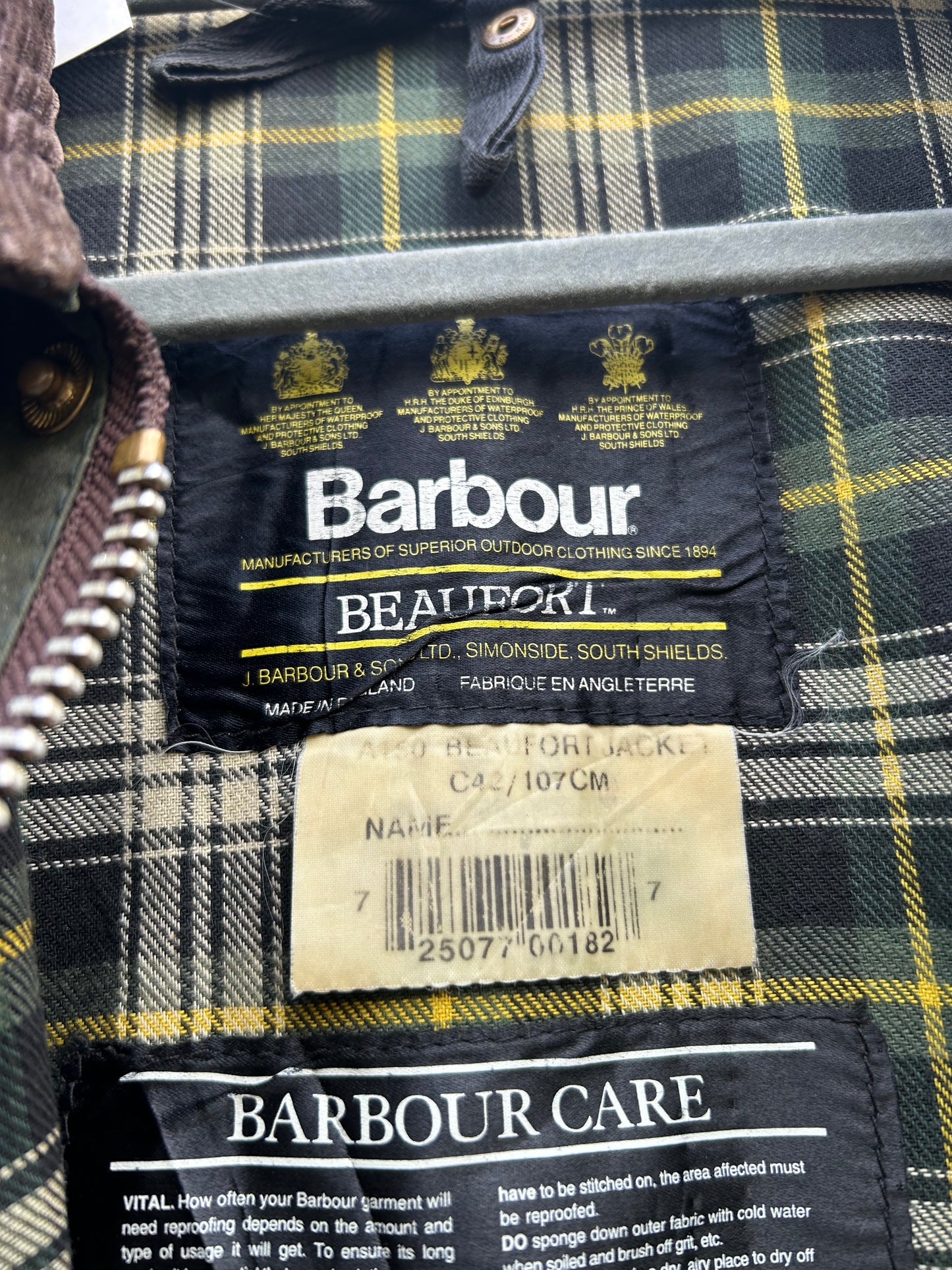 Barbour Beaufort Verde vintage c42/107 cm - Green Barbour Beaufort Jacket size c42