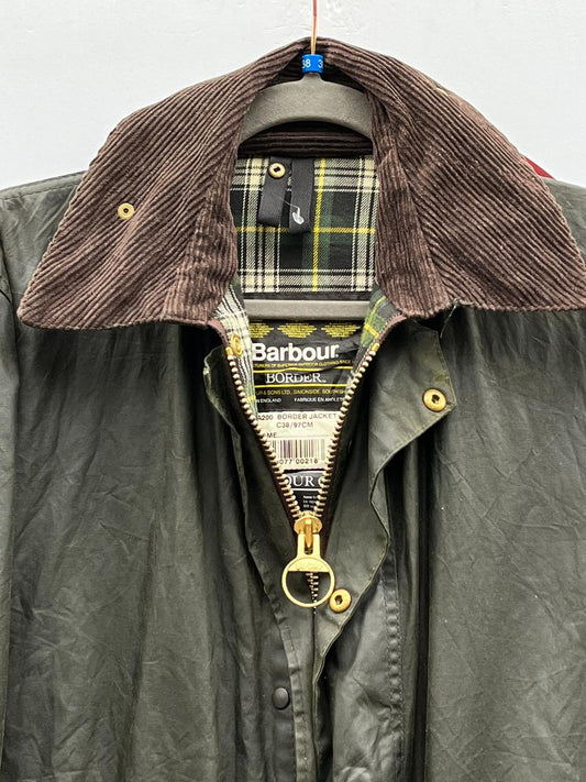 Barbour Border verde cotone Cerato C38/97 cm Green Border Coat Size Medium tg. 48 ita