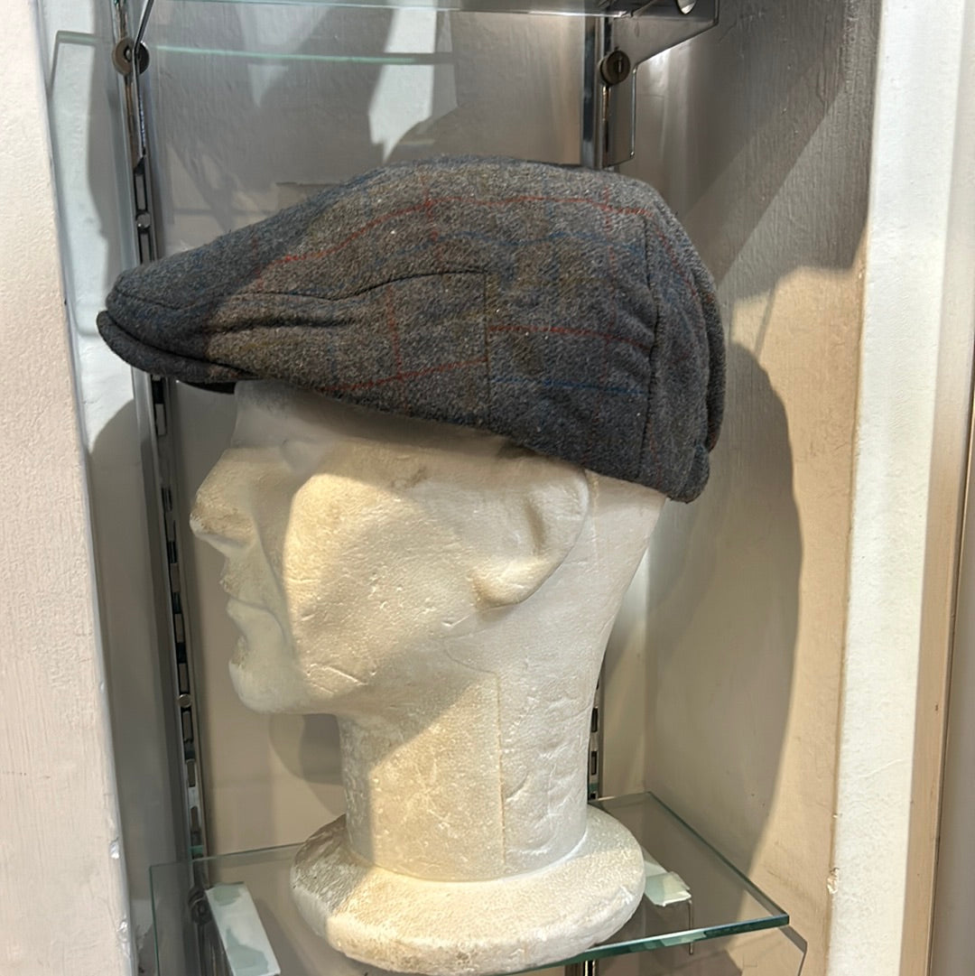 Coppola nuova inglese grigia a fantasia in lana - English New Flat Cap