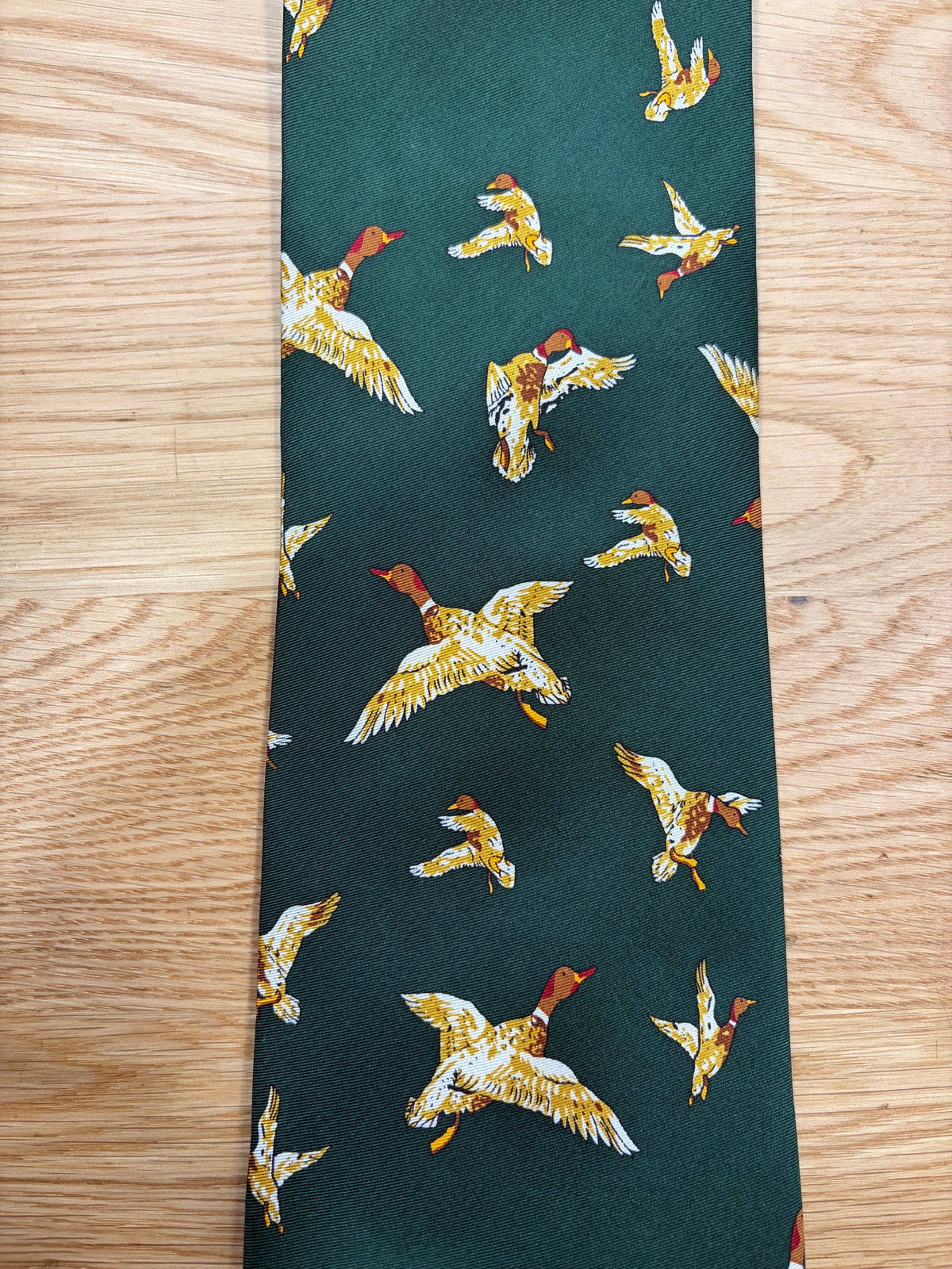 Cravatta inglese in sete verde con germano reale - English Green Mallard silk Tie