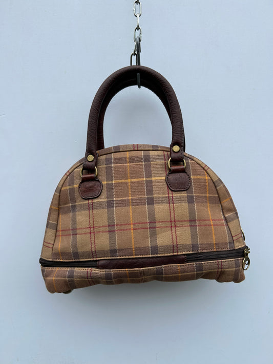 Borsa Barbour donna in tartan e pelle - Brown Tartan Lady bag