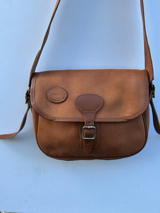 Borsa Barbour vintage Cartridge a tracolla con inserti in pelle