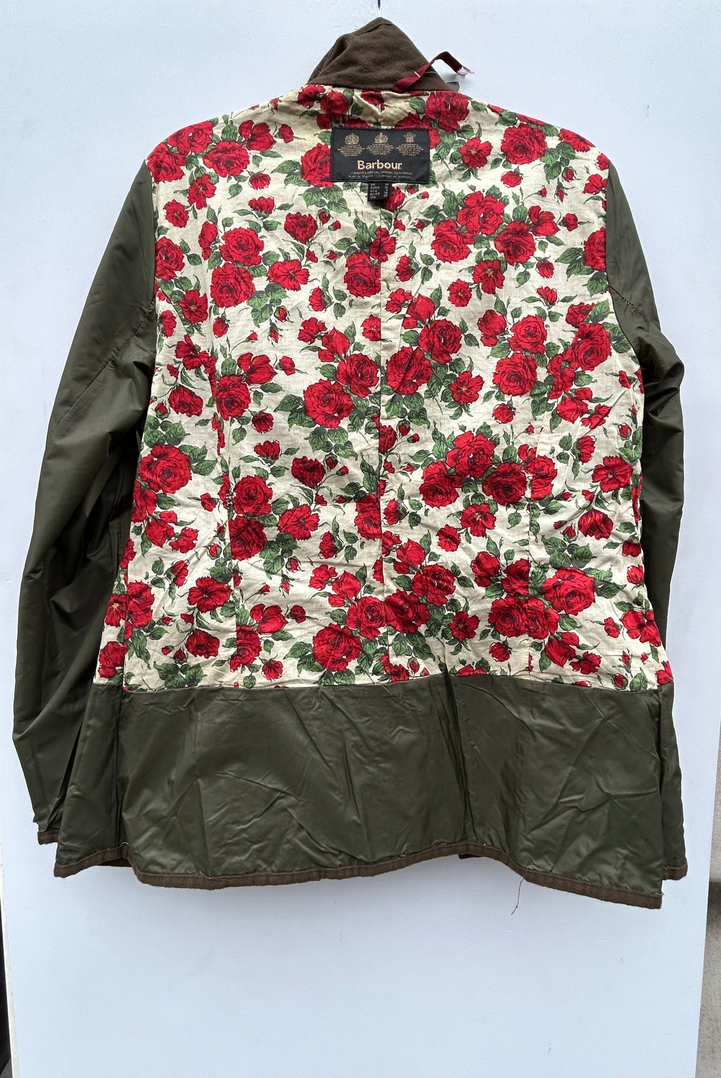 Barbour Giacca corta verde oliva da donna  con rose S Tg. 40 Lady Utility Jacket Size UK10