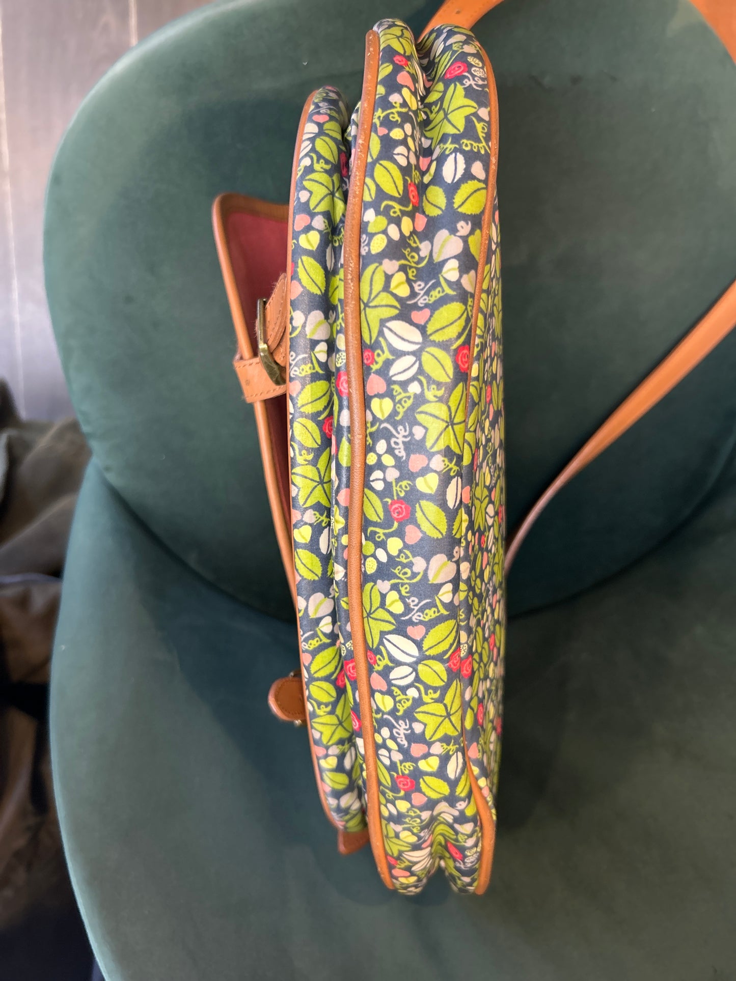 Borsa Barbour vintage a tracolla con fantasia e inserti in pelle
