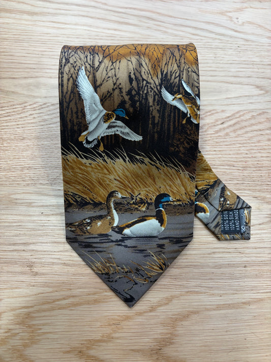 Cravatta inglese in seta senape con tramonto- English Mustard mullard Silk tie