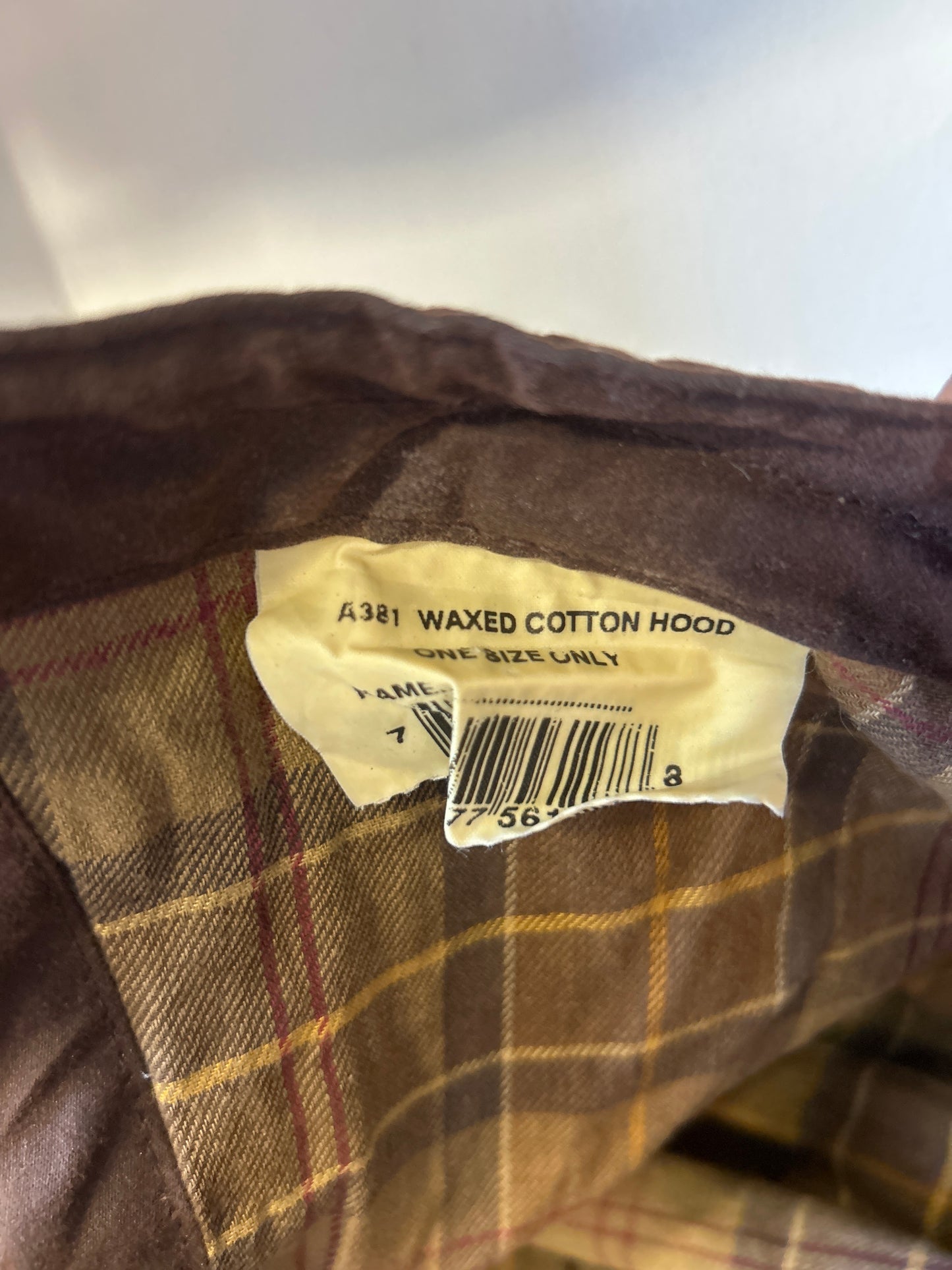 Cappuccio Barbour marrone recente A381- Brown Waxed hood One size - Shop In London