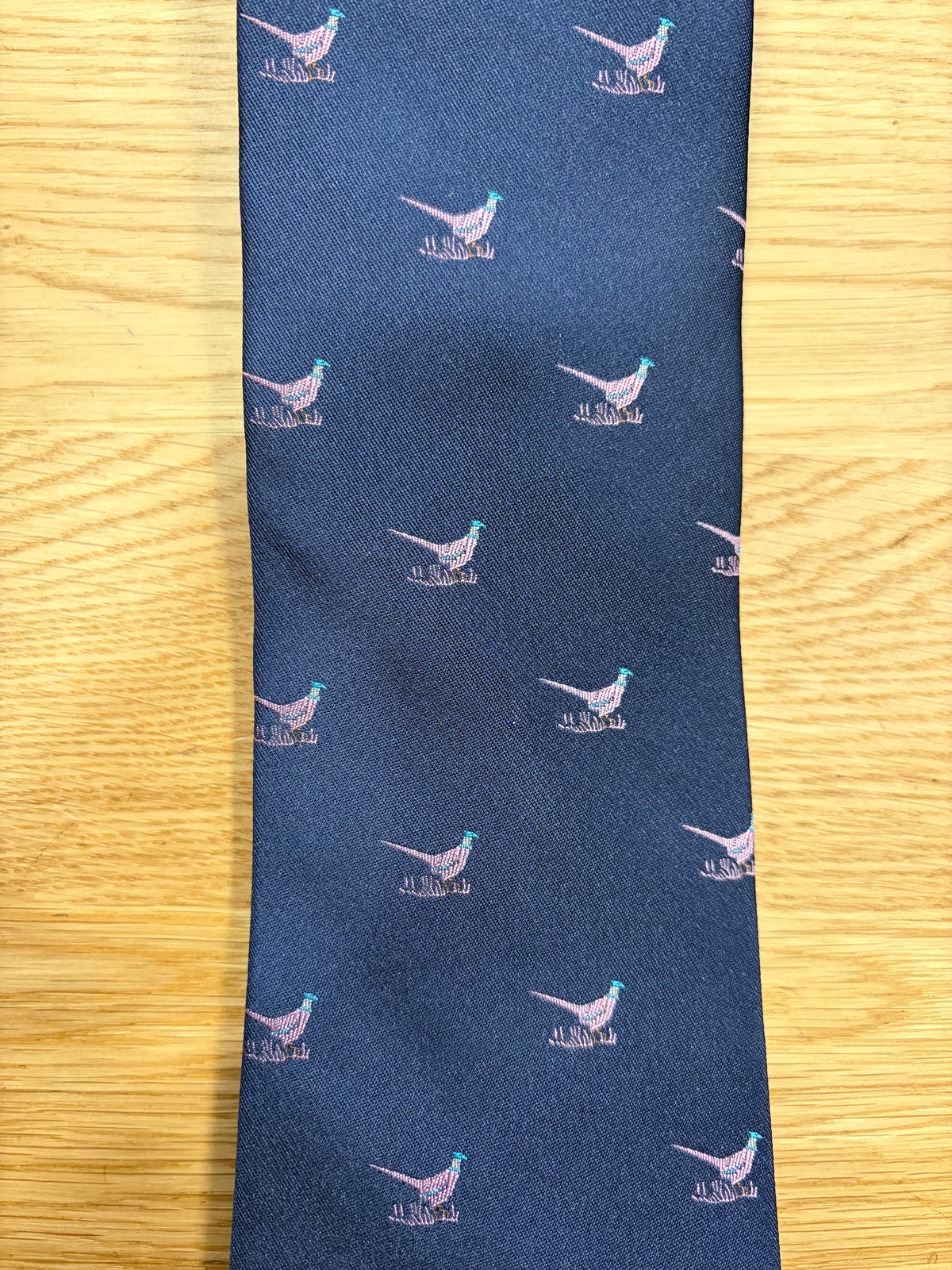 Cravatta inglese blu notte con fagiano - English Navy pheasant Tie