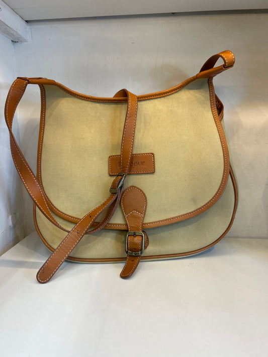 Borsa Barbour a tracolla beige con inserti in pelle