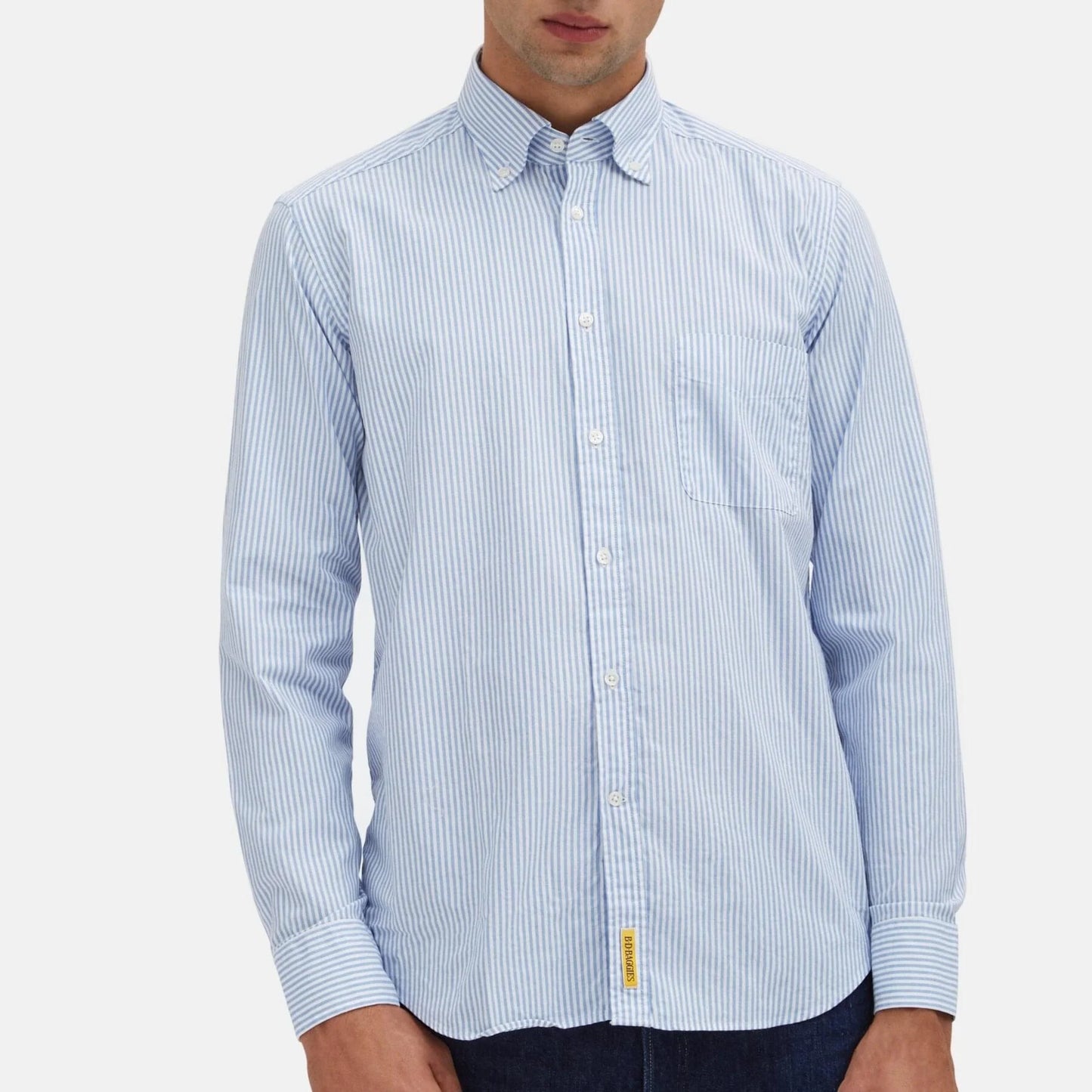 Camicia Bradford in cotone tessuto Oxford a righe celeste regular fit by B.D. BAGGIES