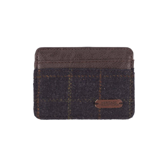 Portacarte inglese in tweed blu notte