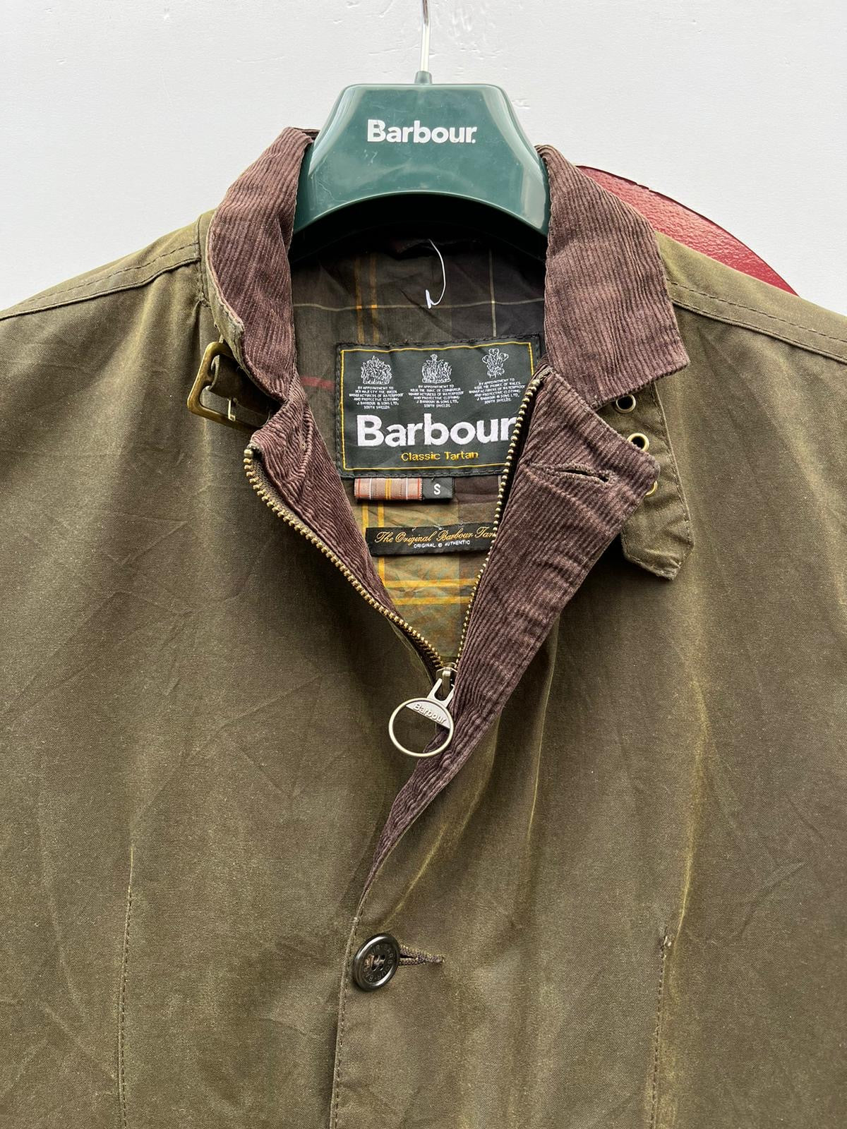 Giacca Barbour Uomo verde cerato Lutz Small- Green waxed cotton Jacket Size Small