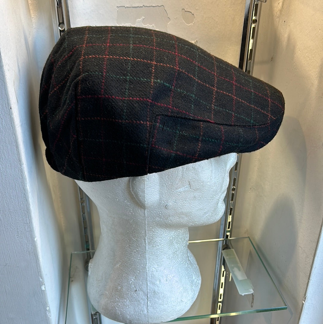 Coppola nuova inglese nera a fantasia in lana - English New Flat Cap
