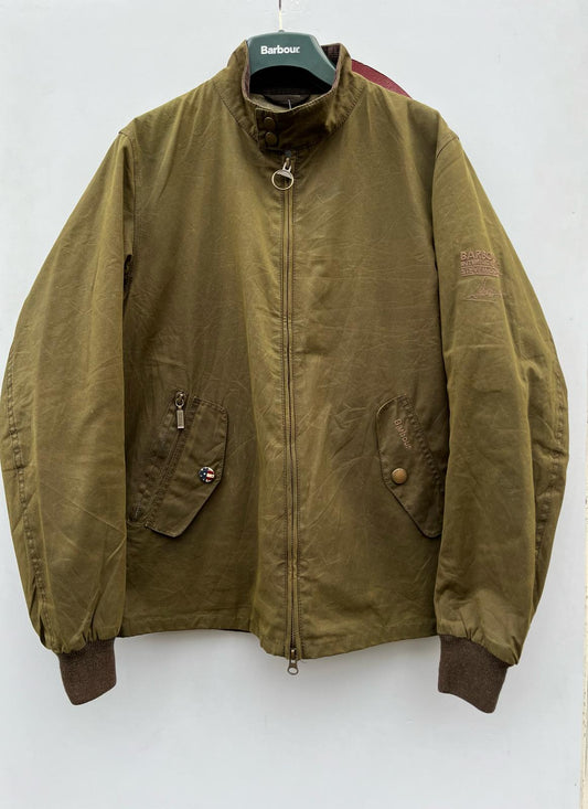 Giacca Barbour corta verde Mc Queen small Man Olive International Wax Windcheater size small