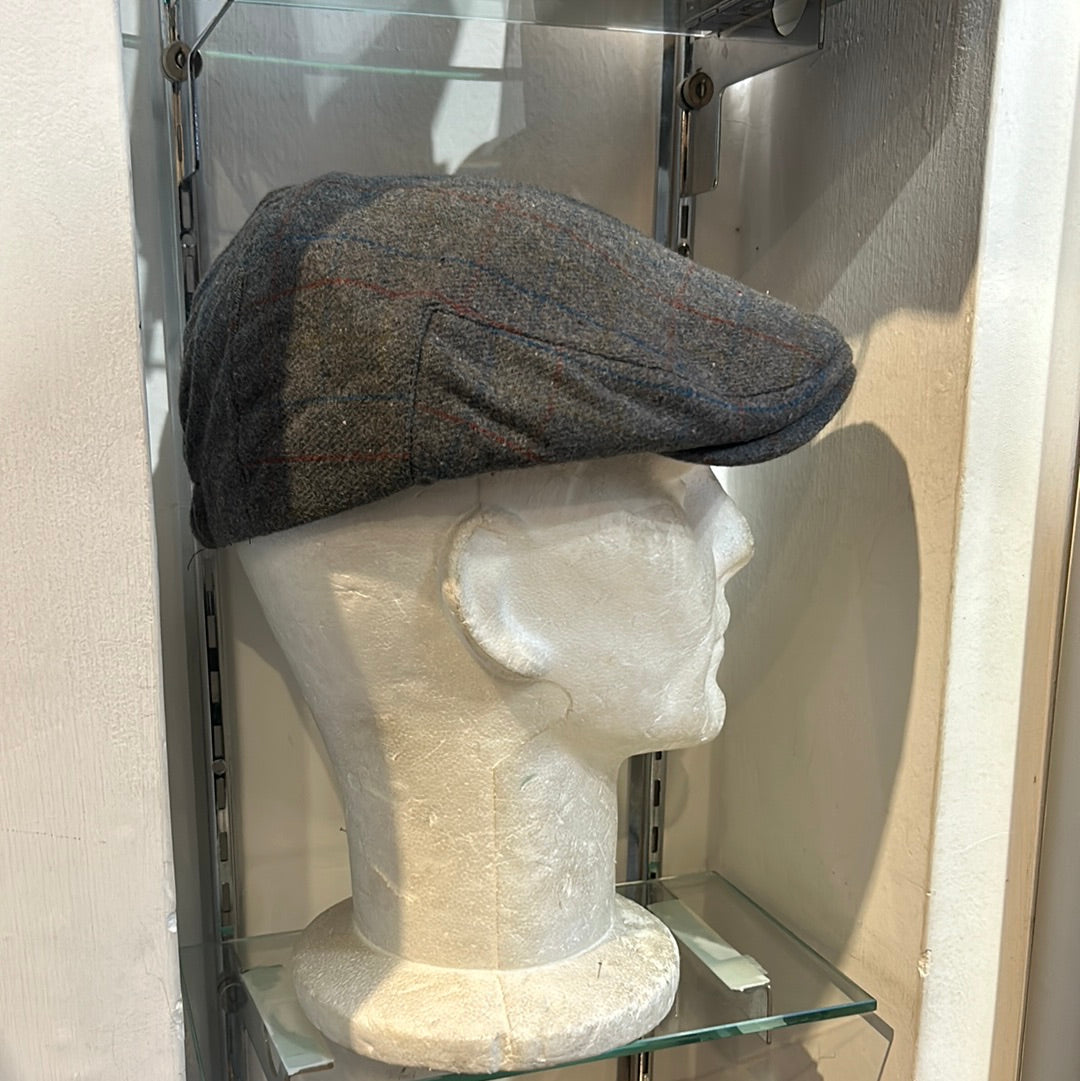 Coppola nuova inglese grigia a fantasia in lana - English New Flat Cap