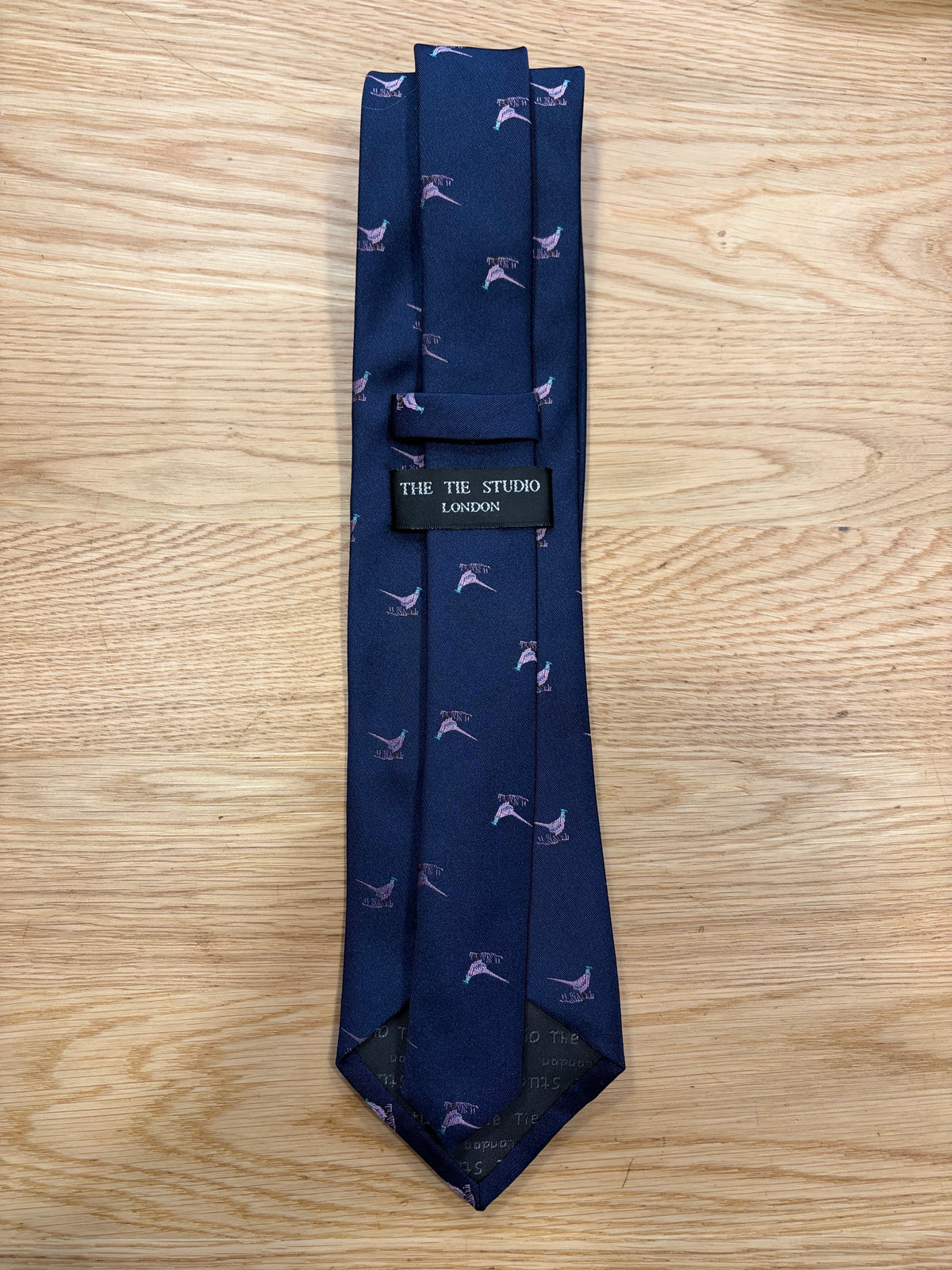 Cravatta inglese blu notte con fagiano - English Navy pheasant Tie