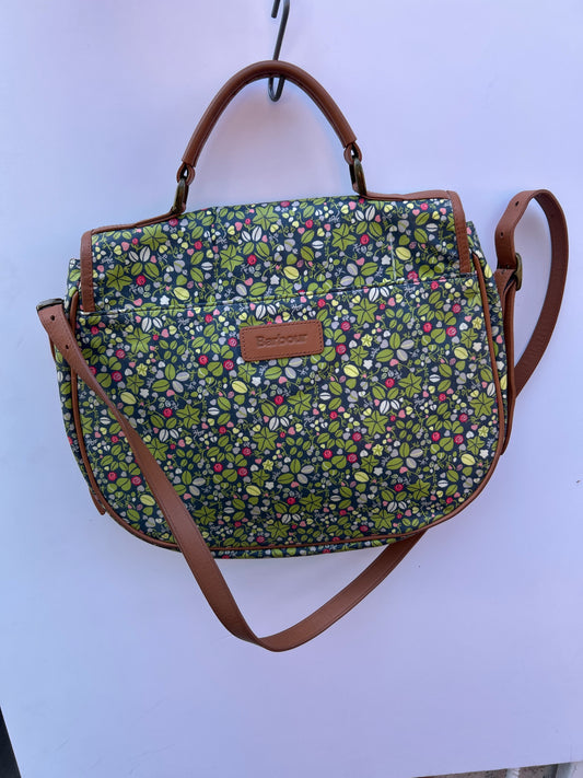 Borsa Barbour vintage a tracolla con fantasia e inserti in pelle