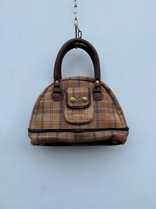 Borsa Barbour donna in tartan e pelle - Brown Tartan Lady bag
