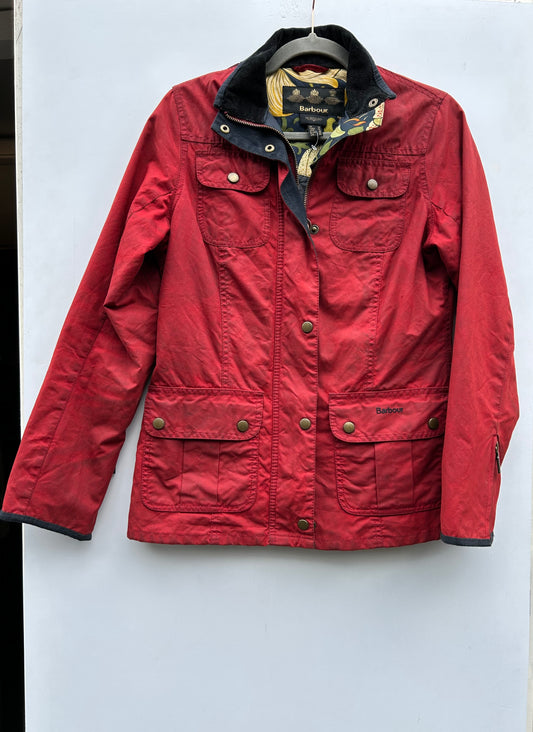 Barbour Giacca corta rossa donna Tg. 40 Morris Red Wax Utility Jacket Size UK10