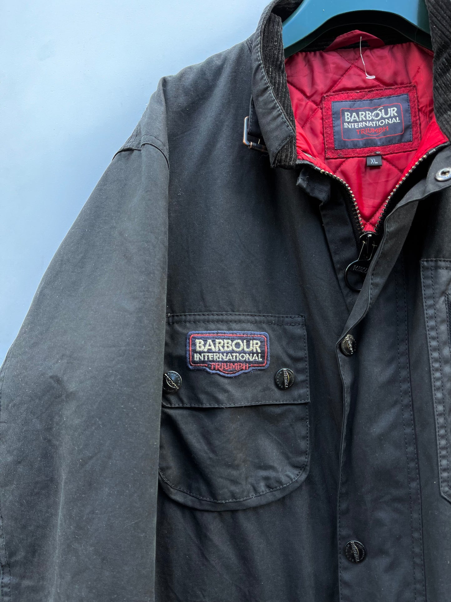 Giacca Barbour International Triumph A7 nero XLarge - Man Motorcycle Waxed Jacket size xl