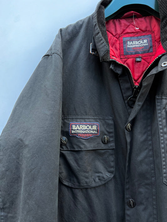 Giacca Barbour International Triumph A7 nero XLarge - Man Motorcycle Waxed Jacket size xl
