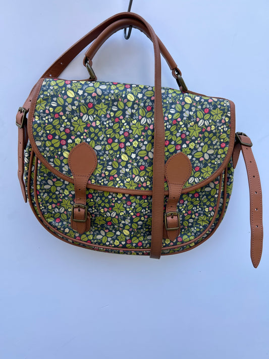 Borsa Barbour vintage a tracolla con fantasia e inserti in pelle