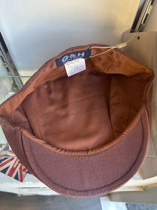 Coppola nuova inglese in Lino Marrone - New Brown Linen English Flat Cap