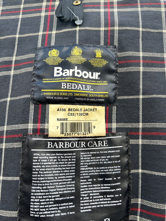Barbour Giacca Bedale Blu Vintage C52/132 CM XXXL Navy Waxed Bedale Jacket
