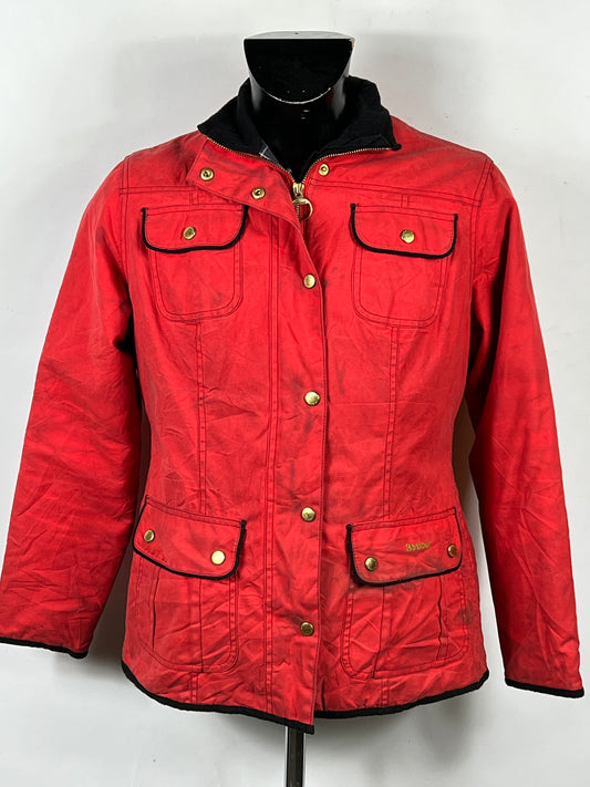 Barbour Giacca corta rossa donna Tg. 42 SMU Red Wax Utility Jacket Size UK14