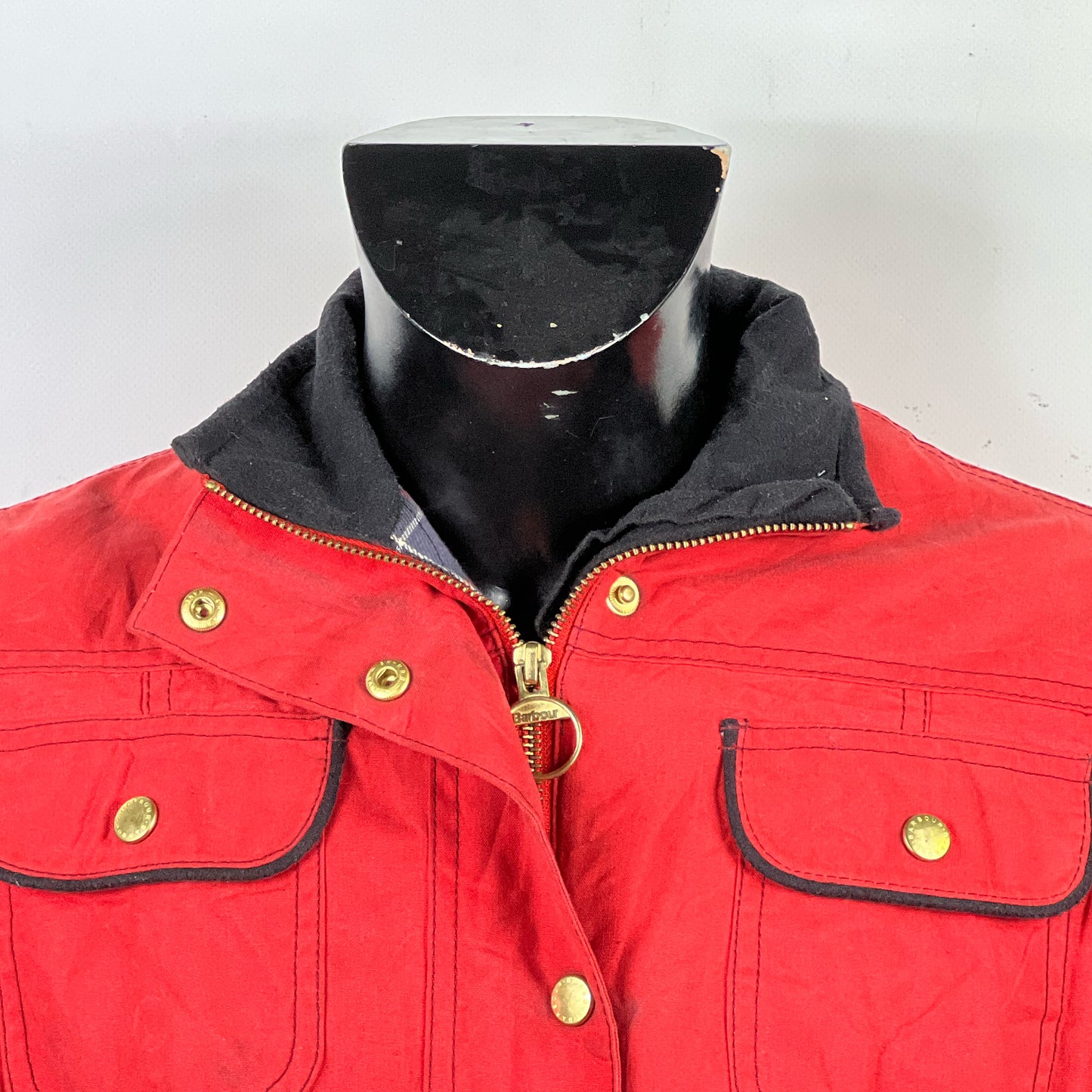 Barbour Giacca corta rossa donna Tg. 42 SMU Red Wax Utility Jacket Size UK14