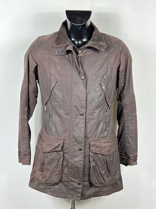 Barbour Giacca marrone Cerata Tg. 44 Lady Brown Wax Jacket uk14 Medium