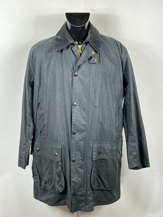 Barbour Border blu cotone Cerato C42/107 cm Navy Border Coat Size Large tg. 52 ita