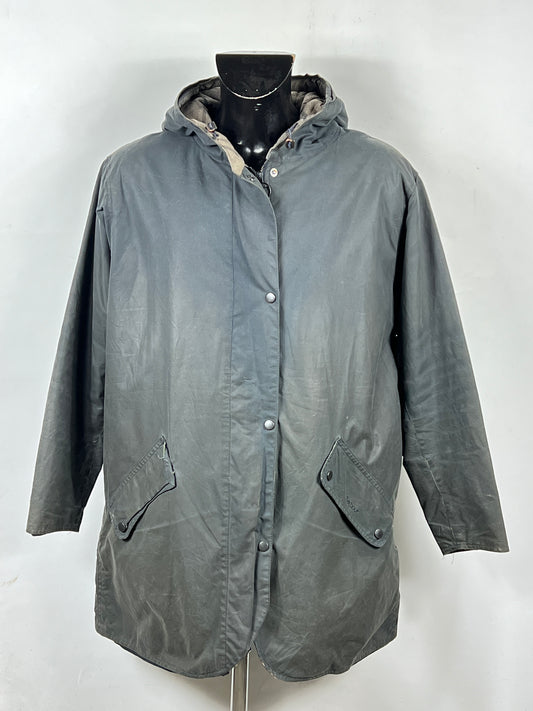Barbour Giacca blu con cappuccio UNISEX Tg. 48/50 Lady Navy Wax Jacket with hood size uk20