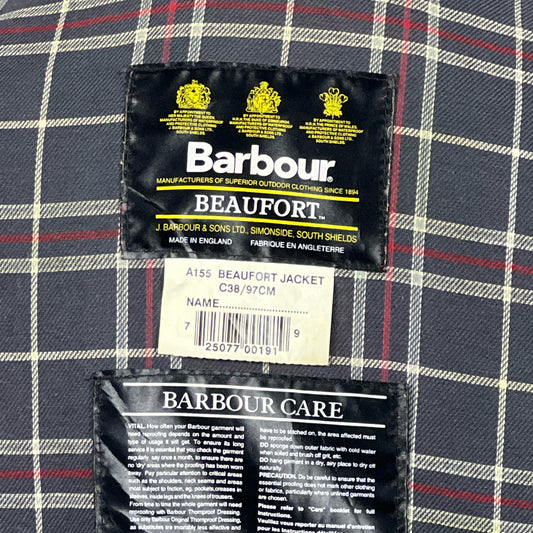Barbour Giacca Beaufort vintage blu C38/97 cm -Navy waxed Beaufort Jacket Size Small
