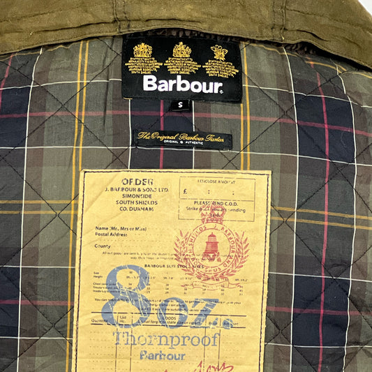 Parka Barbour verde con cappuccio Kirkham Small-Man Green Parka Jacket size S