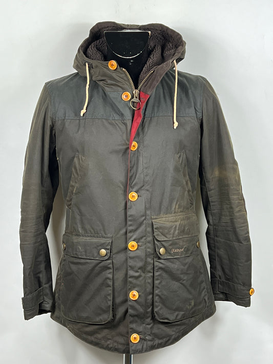 RARO Game Parka Barbour verde con cappuccio Small - Wax Green Parka Size Small