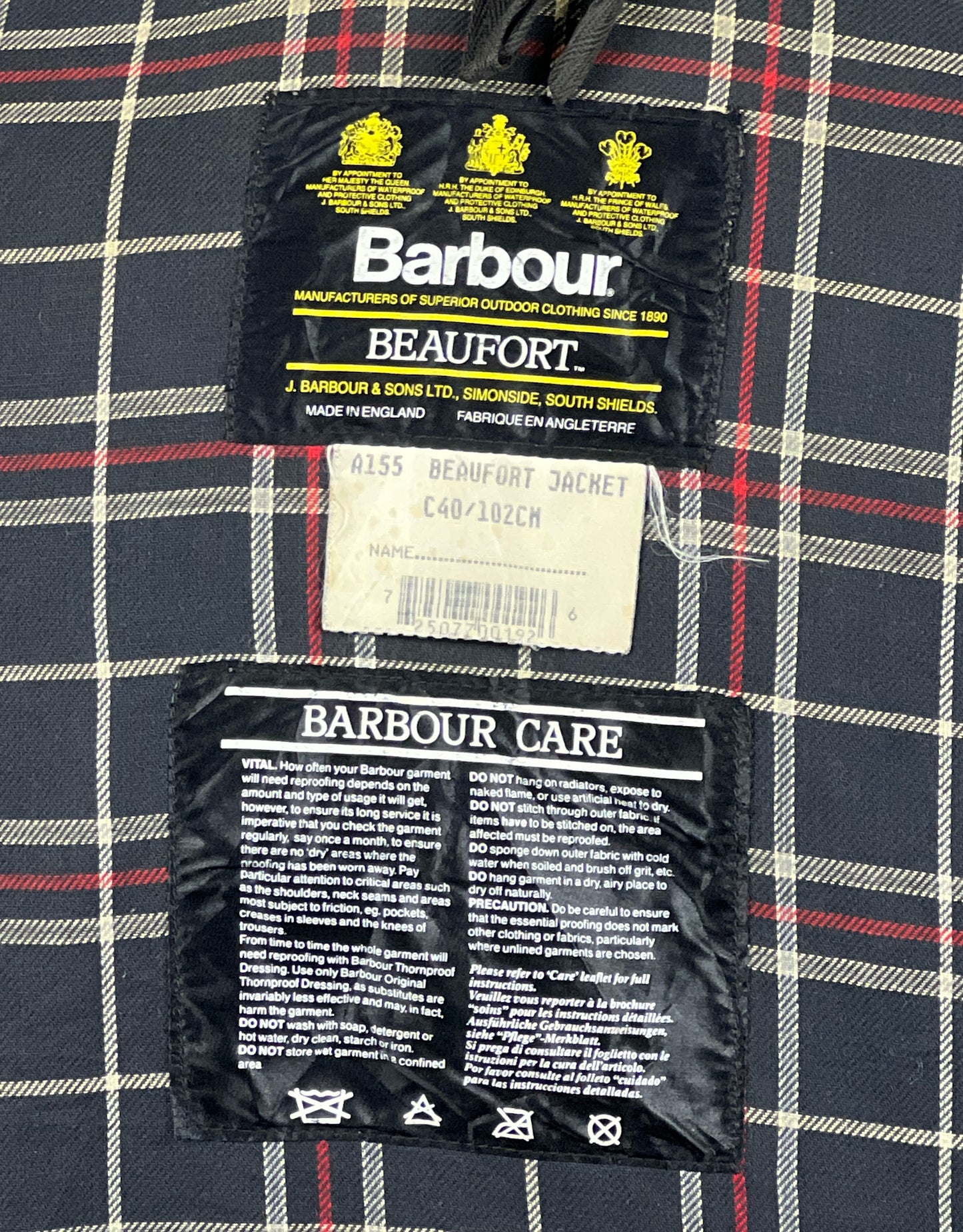 Barbour Giacca Beaufort blu C40/102 cm -Navy waxed Beaufort Jacket Size Medium