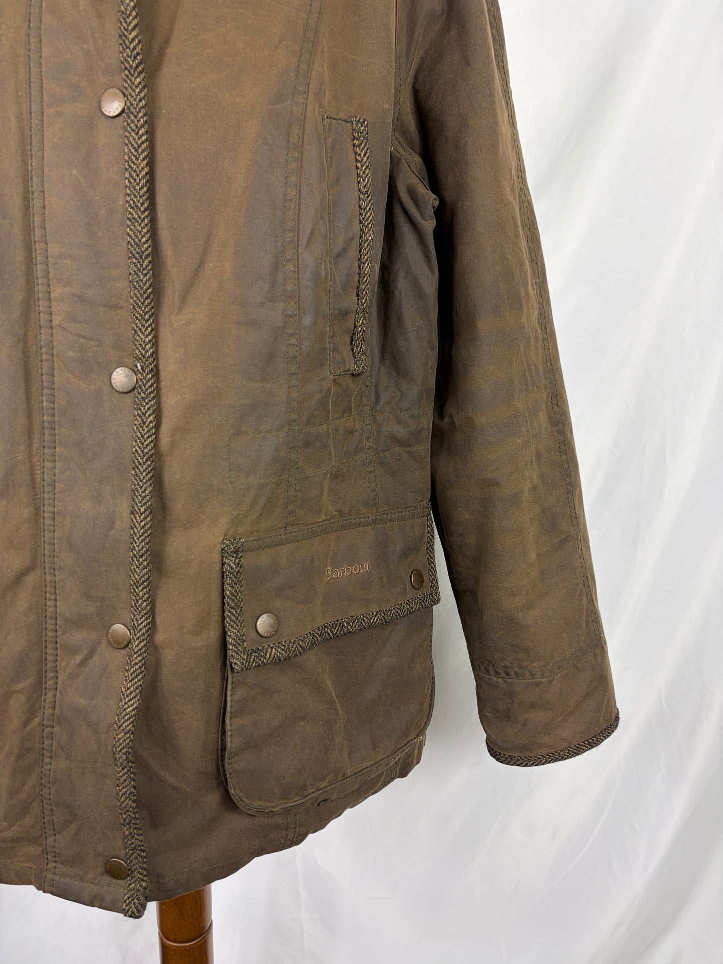 Giacca Barbour oliva Elkhorn con cappuccio e inserti in lana uk16 tg.46 - Lady Elkhorn Olive wax jacket size Uk16