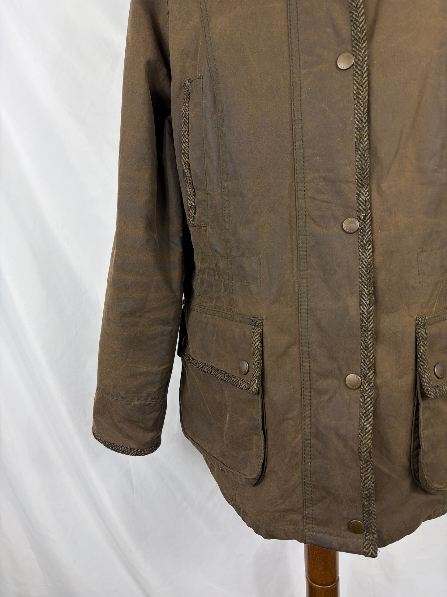 Giacca Barbour oliva Elkhorn con cappuccio e inserti in lana uk16 tg.46 - Lady Elkhorn Olive wax jacket size Uk16