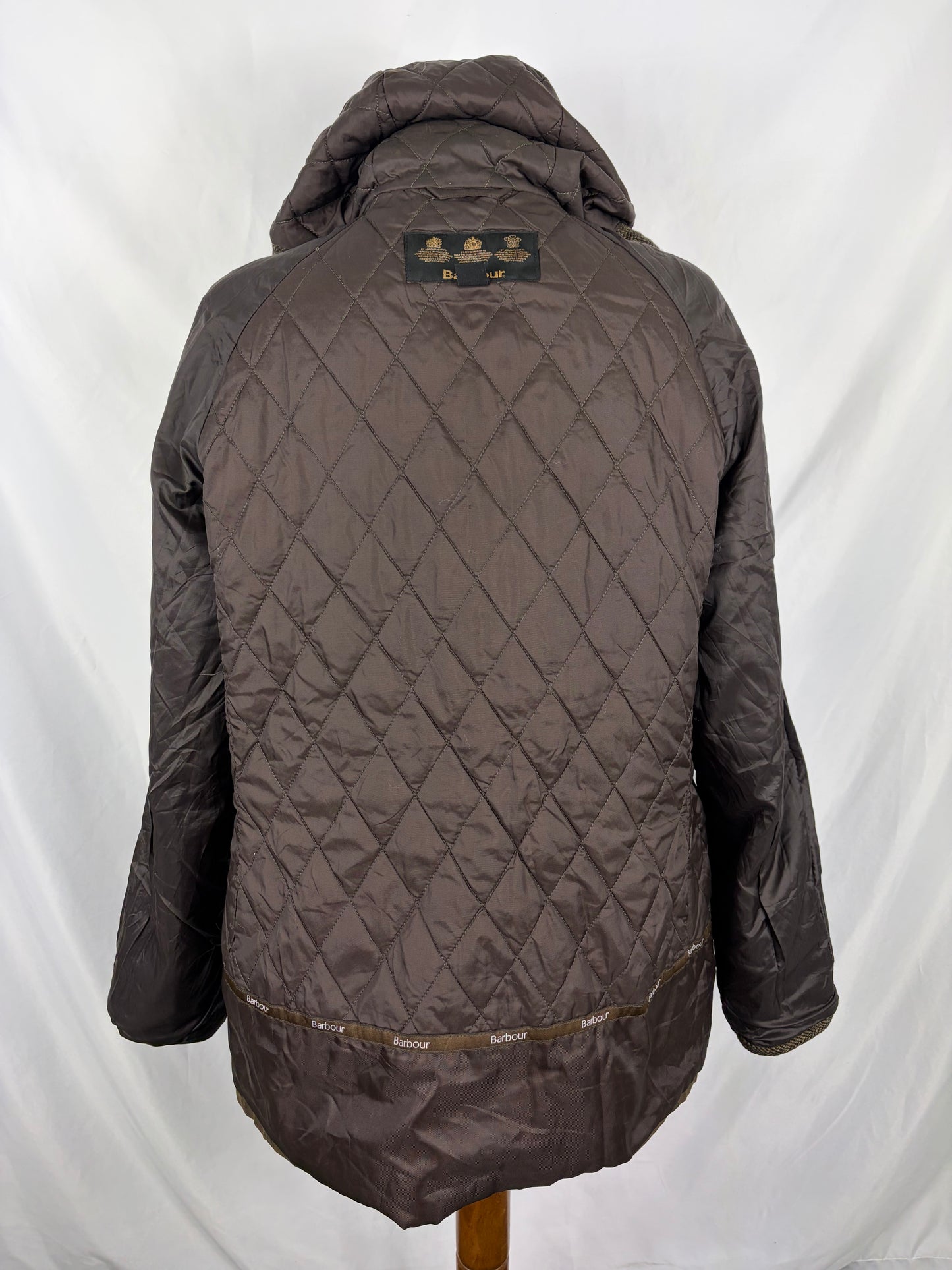 Giacca Barbour oliva Elkhorn con cappuccio e inserti in lana uk16 tg.46 - Lady Elkhorn Olive wax jacket size Uk16