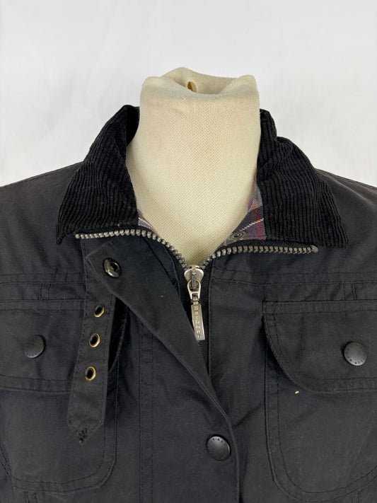 Barbour Giacca nera donna cerato Utility Mac Tg.40 Lady black Utility Mac wax Jacket size uk10