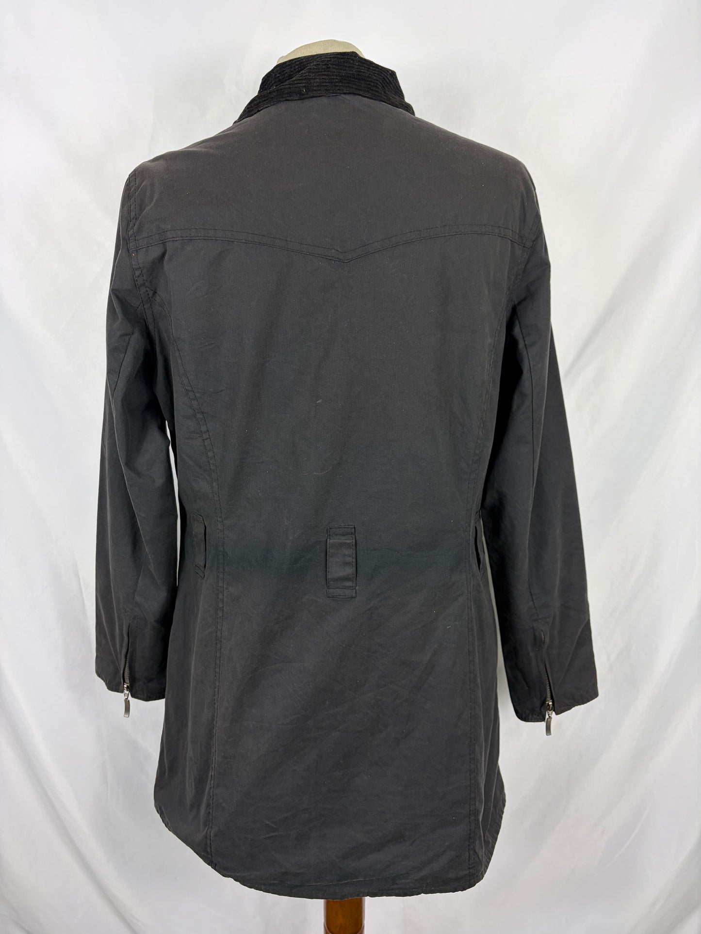 Barbour Giacca nera donna cerato Utility Mac Tg.40 Lady black Utility Mac wax Jacket size uk10