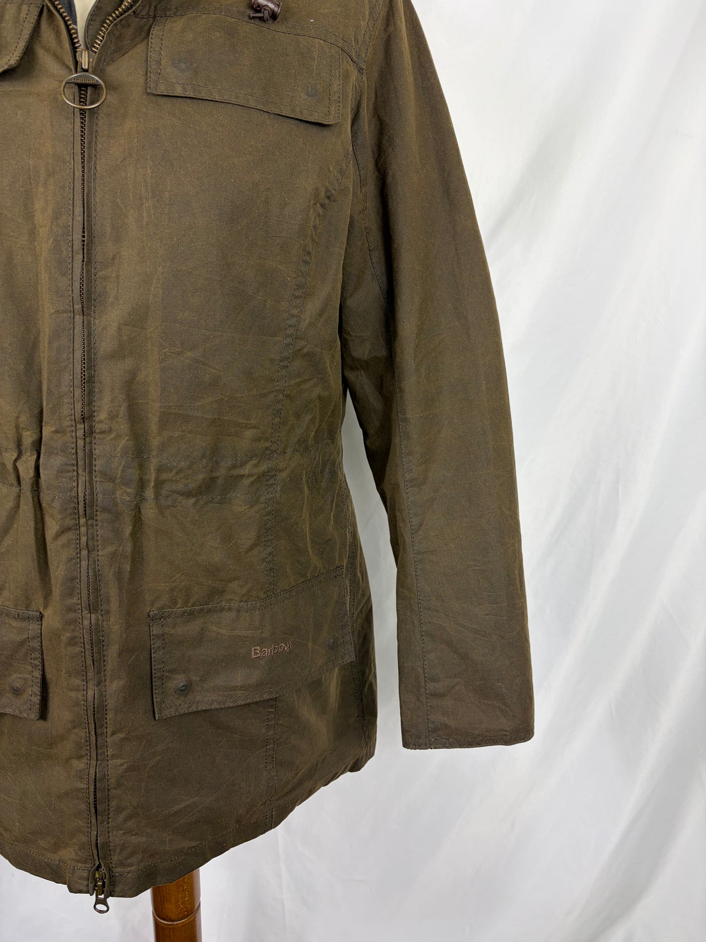 Giacca Barbour cerata verde oliva UK12 tg. 42 Lady Olive Waxed jacket size uk 12 Medium