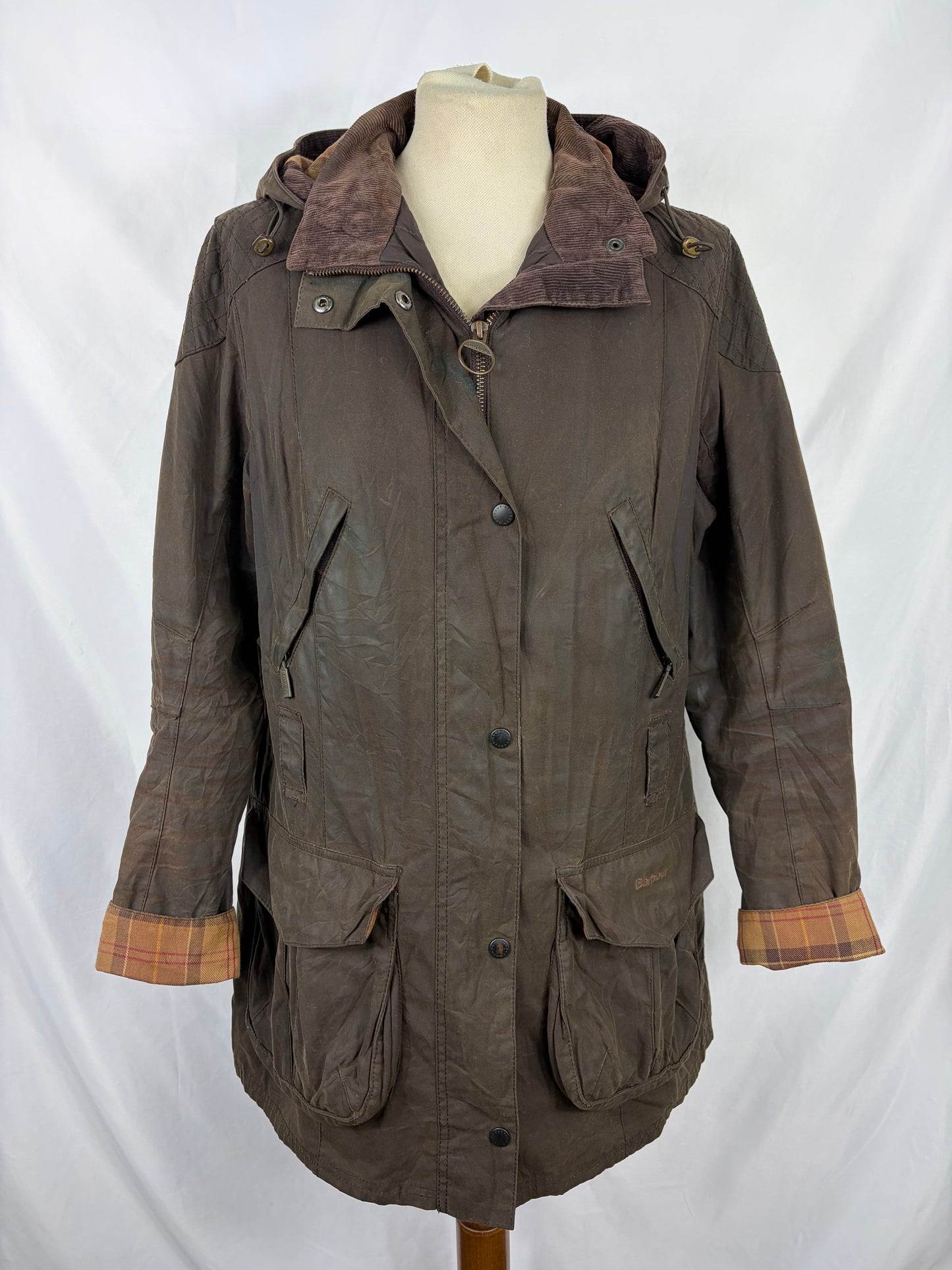 Giacca Barbour cerata marrone Rebel UK16 tg. 44/46 Brown Wax Rebel jacket size uk16