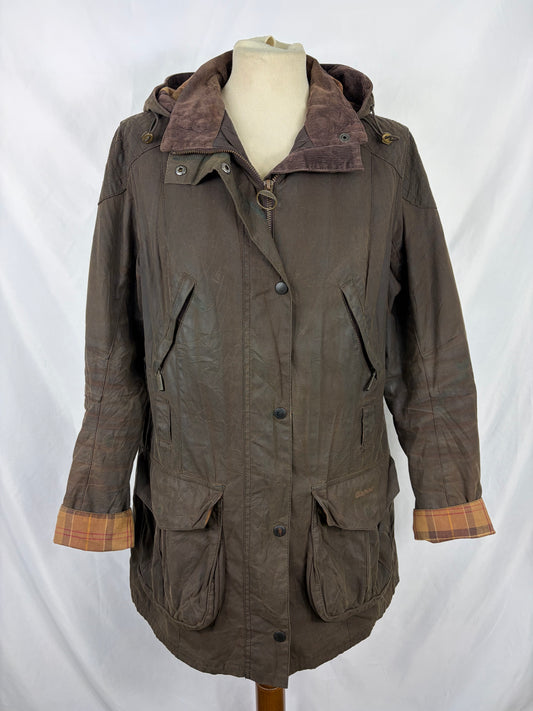 Giacca Barbour cerata marrone Rebel UK16 tg. 44/46 Brown Wax Rebel jacket size uk16