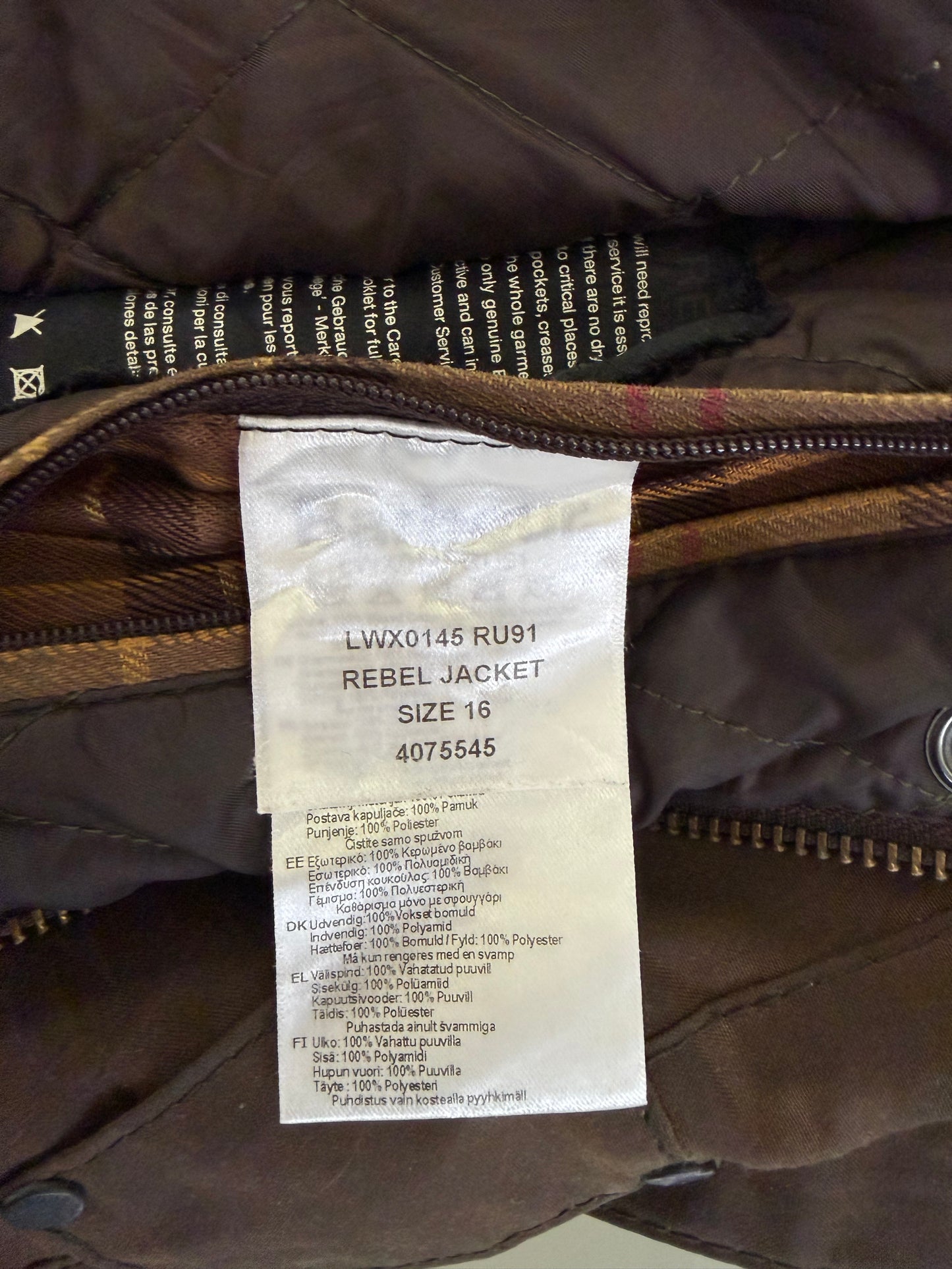 Giacca Barbour cerata marrone Rebel UK16 tg. 44/46 Brown Wax Rebel jacket size uk16