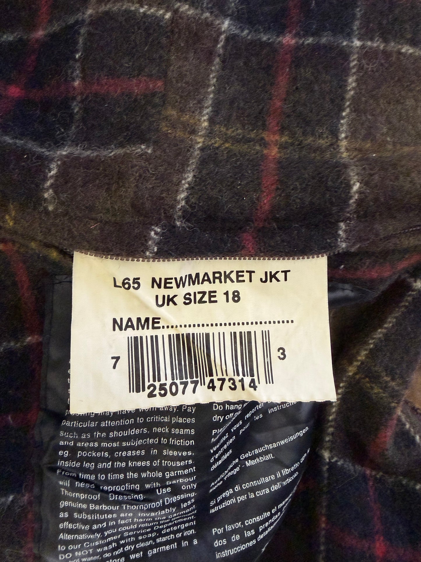 Barbour beige Unisex Newmarket UK 18 tg.48 Beige waxed Newmarket coat size uk18