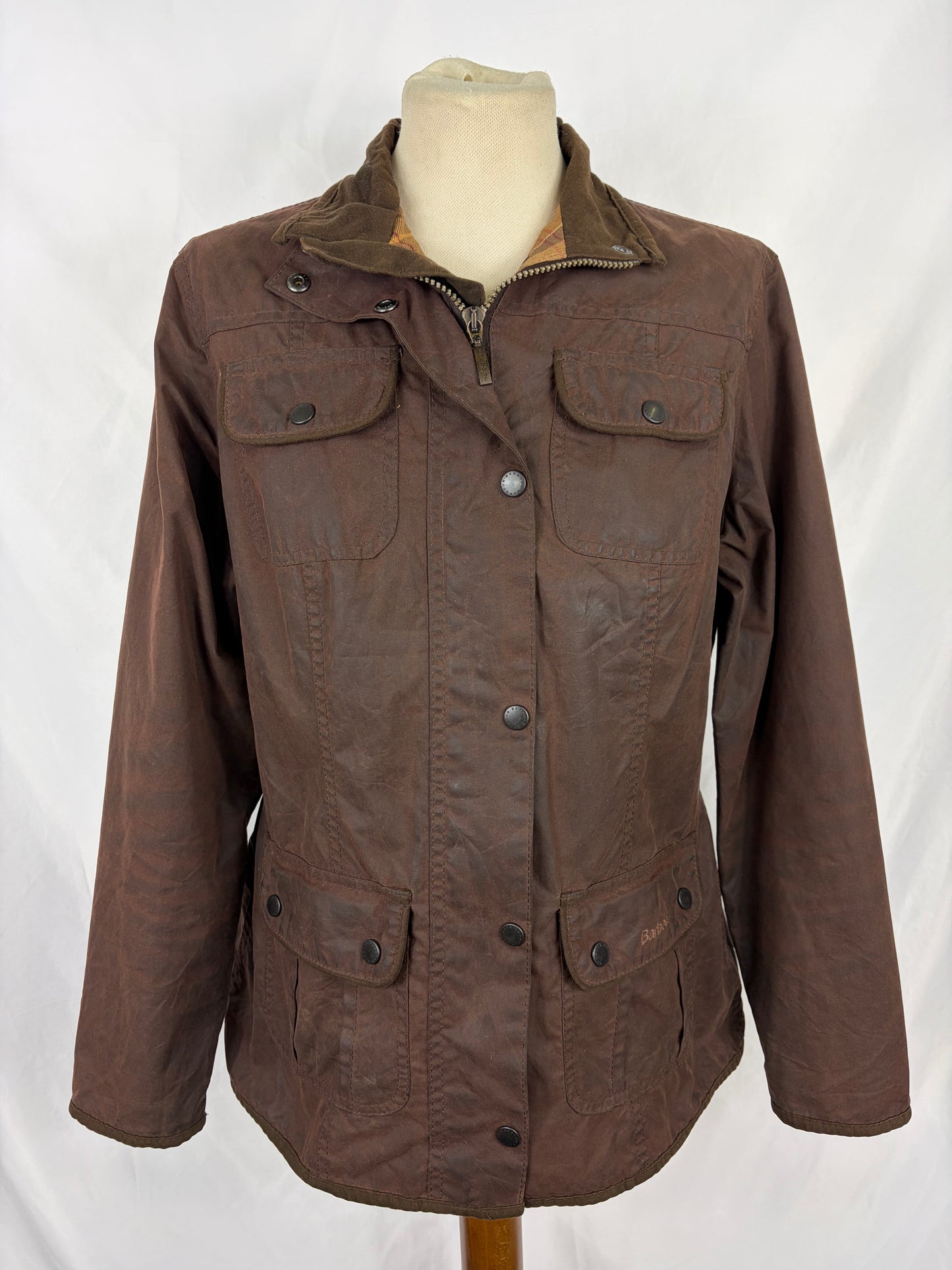 Barbour Giacca corta marrone donna Utility Medium 42 Lady Brown Utility wax Jacket uk12