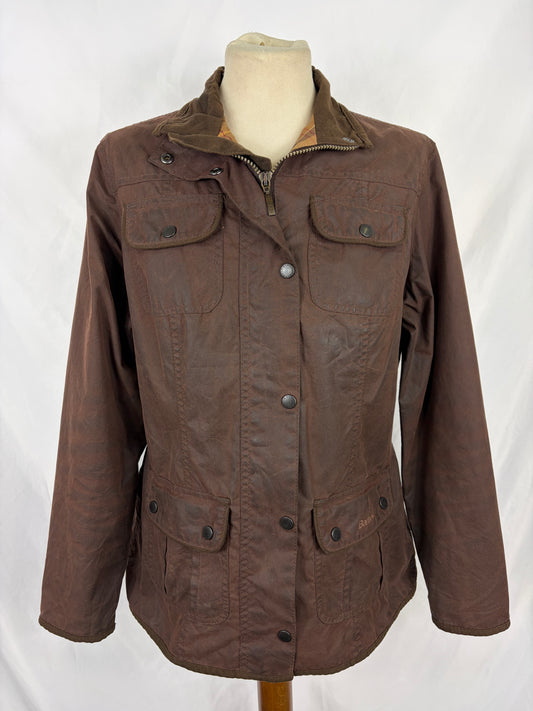 Barbour Giacca corta marrone donna Utility Medium 42 Lady Brown Utility wax Jacket uk12