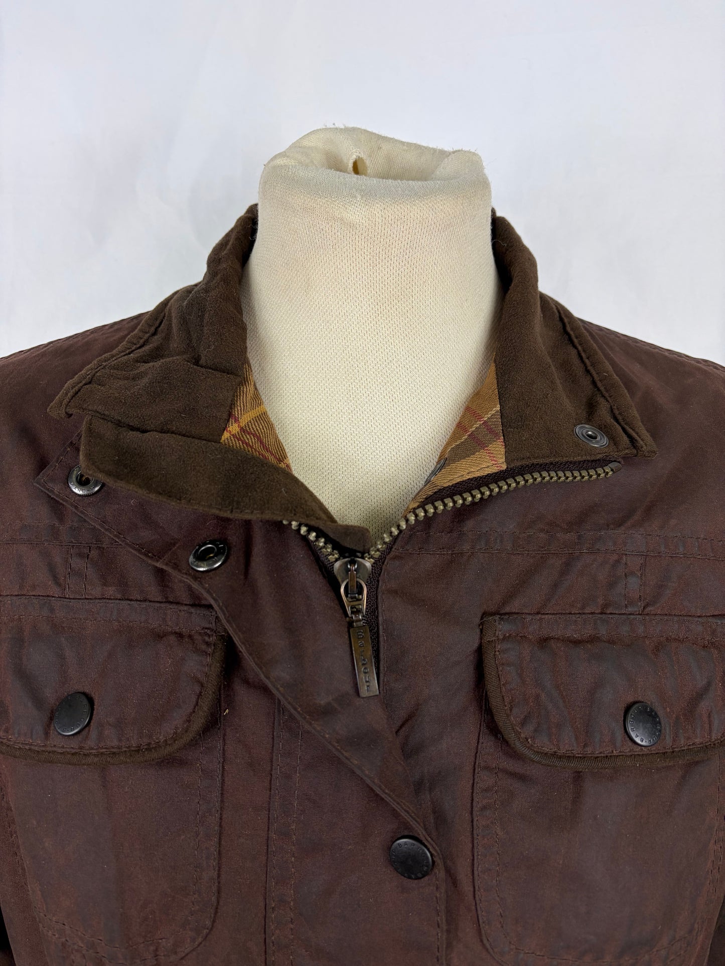 Barbour Giacca corta marrone donna Utility Medium 42 Lady Brown Utility wax Jacket uk12